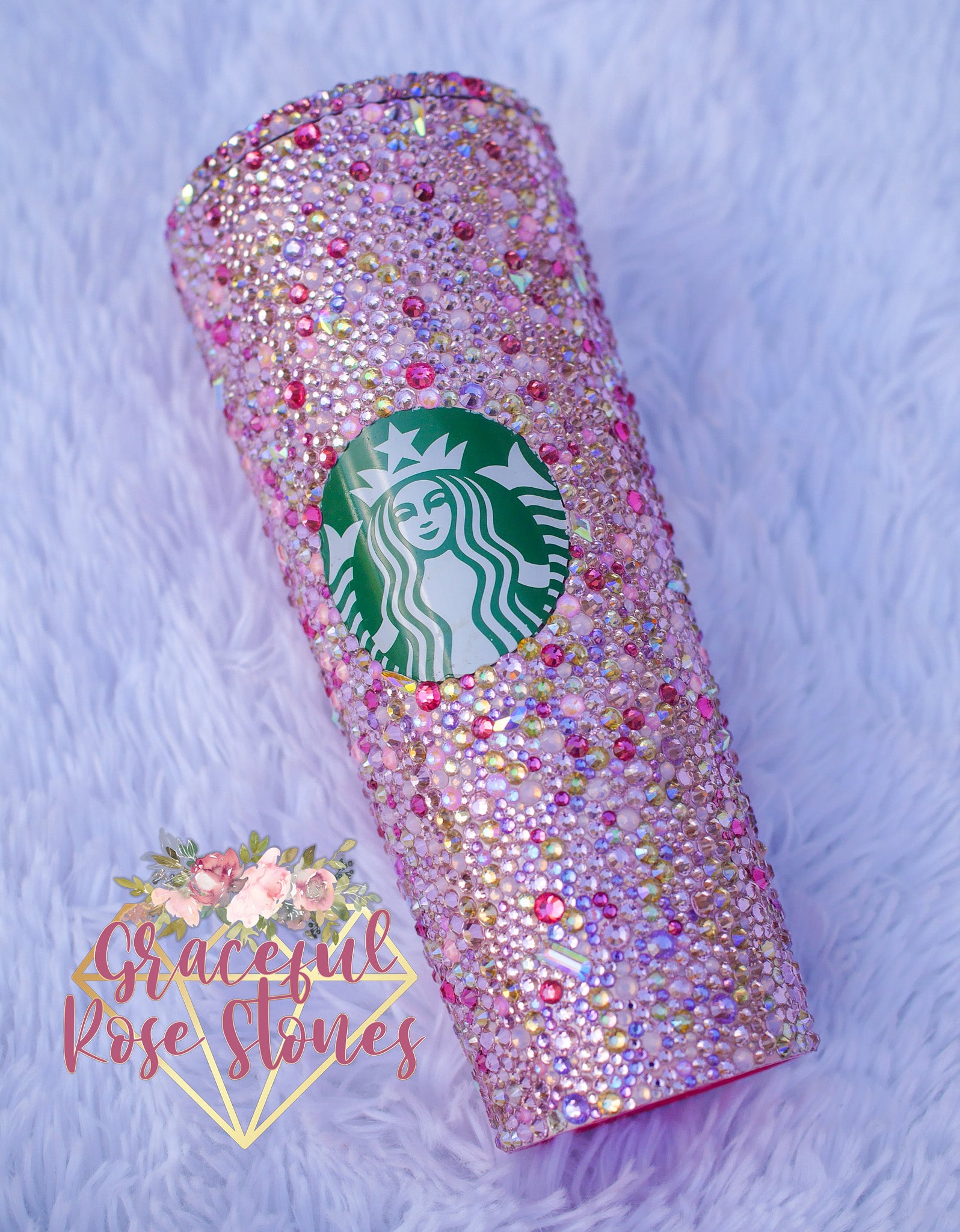 Pink Custom Mix Venti Tumbler  Graceful Rose Stones