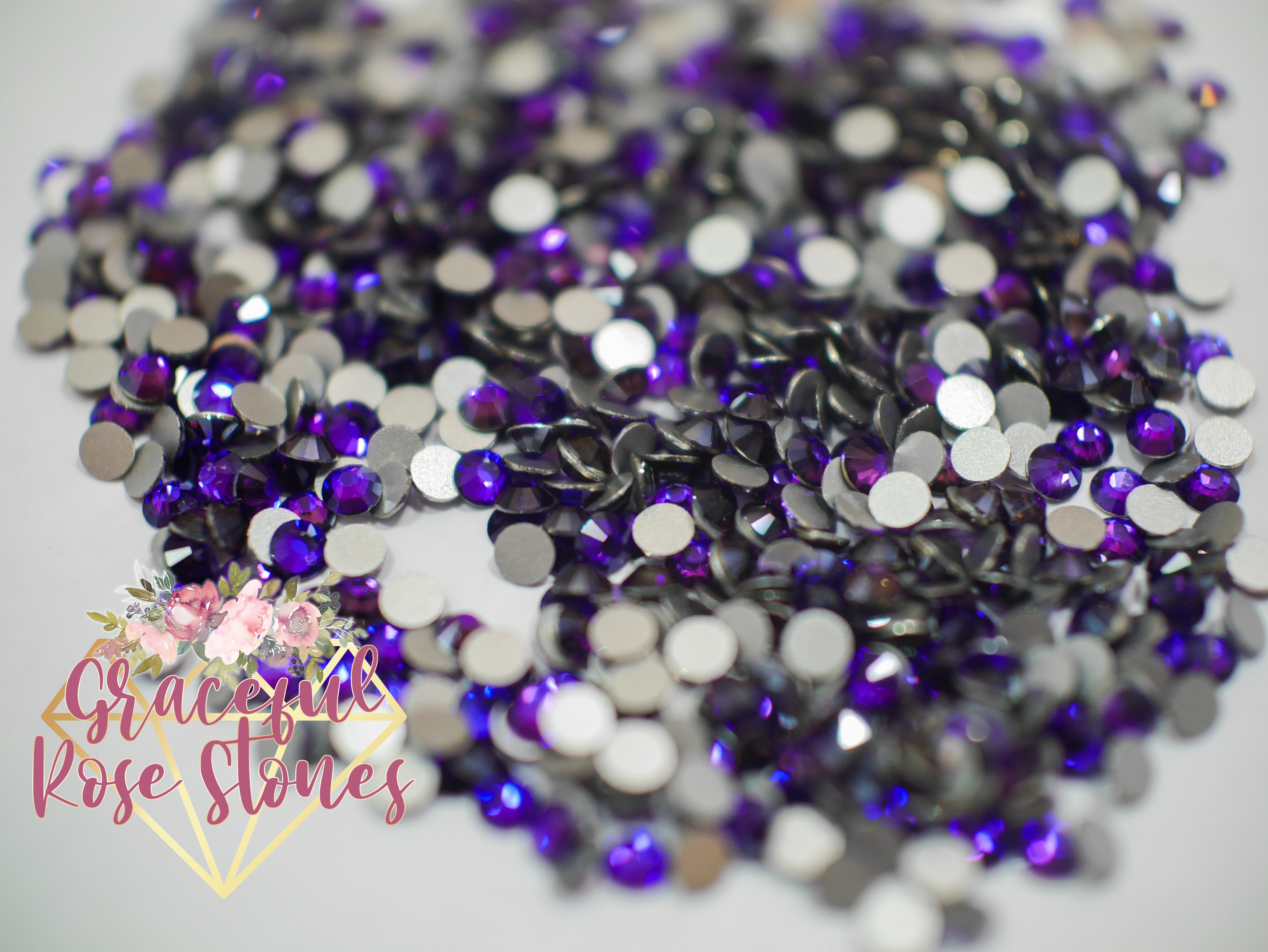 Purple Velvet HOTFIX PREMIUM Glass Rhinestones Bling Crystals  Embellishments for Fabric Choose Size Ss6 Ss10 Ss16 Ss20 Ss30 High Quality  